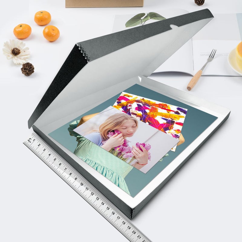 Lineco Folio Storage Box, Clamshell Design with Metal Edge. 18.5x24.5x1.75 Inches, Archival Boxboard, Preserve Photos, Cards, Magazines, Documents, Art, Ephemera, Family Records, Gray, Pack of 1 - Image 3